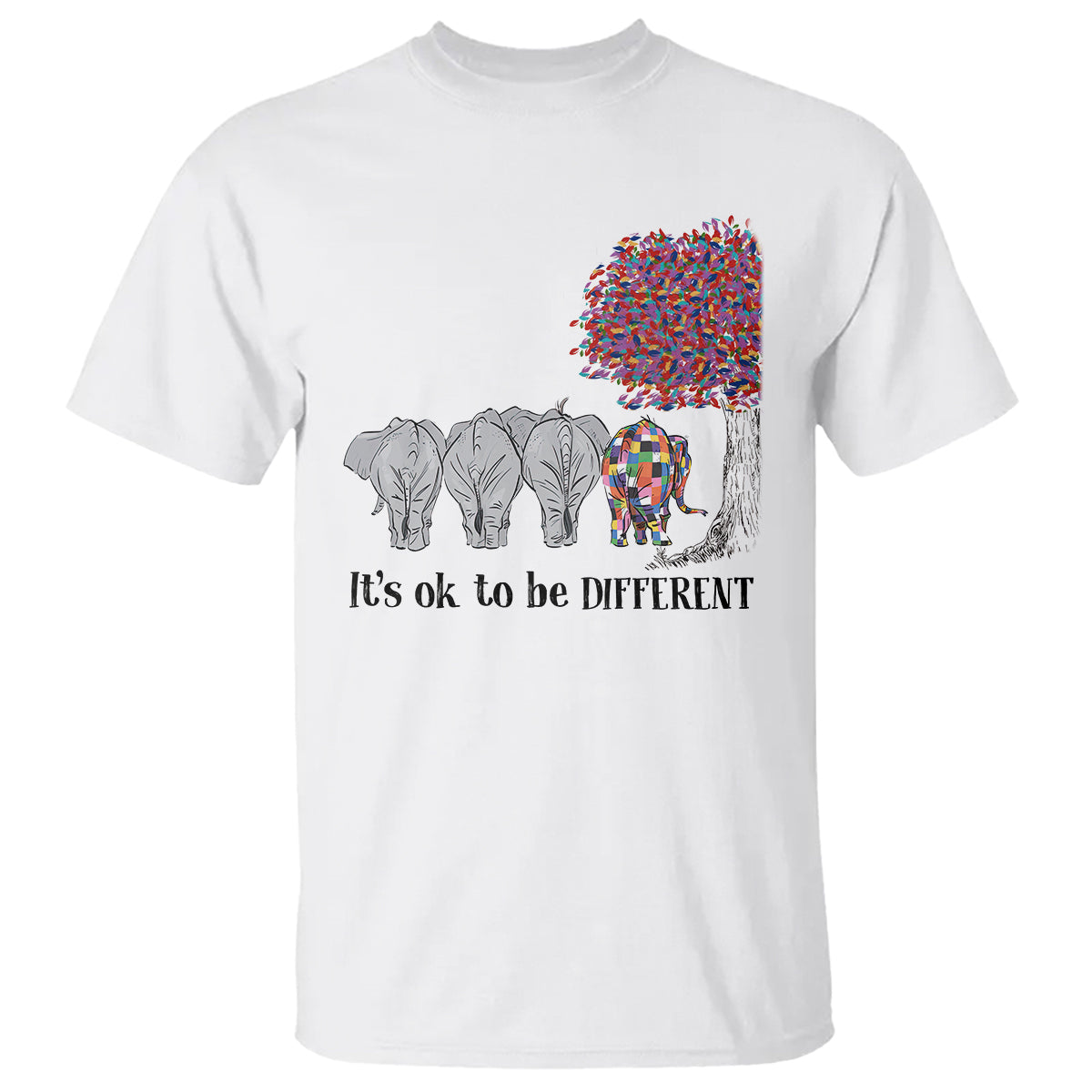 Autism Awareness Elephant T Shirt It's Ok To Be A Little Different - Wonder Print Shop