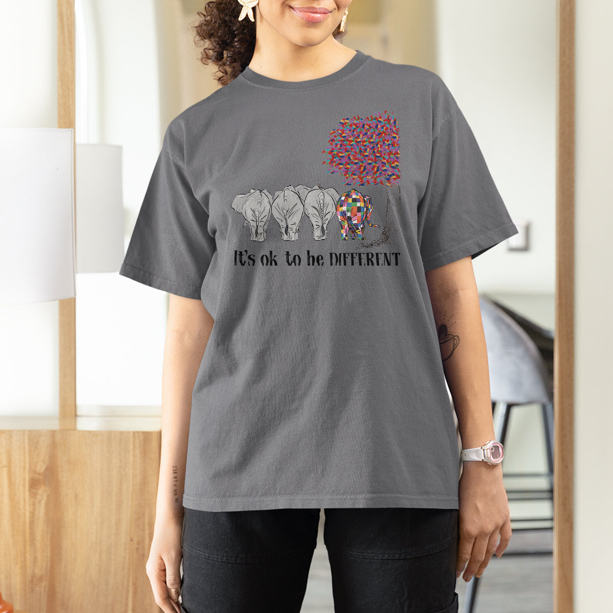 Autism Awareness Elephant T Shirt For Women It's Ok To Be A Little Different - Wonder Print Shop