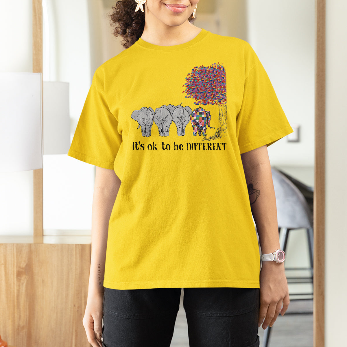 Autism Awareness Elephant T Shirt For Women It's Ok To Be A Little Different - Wonder Print Shop