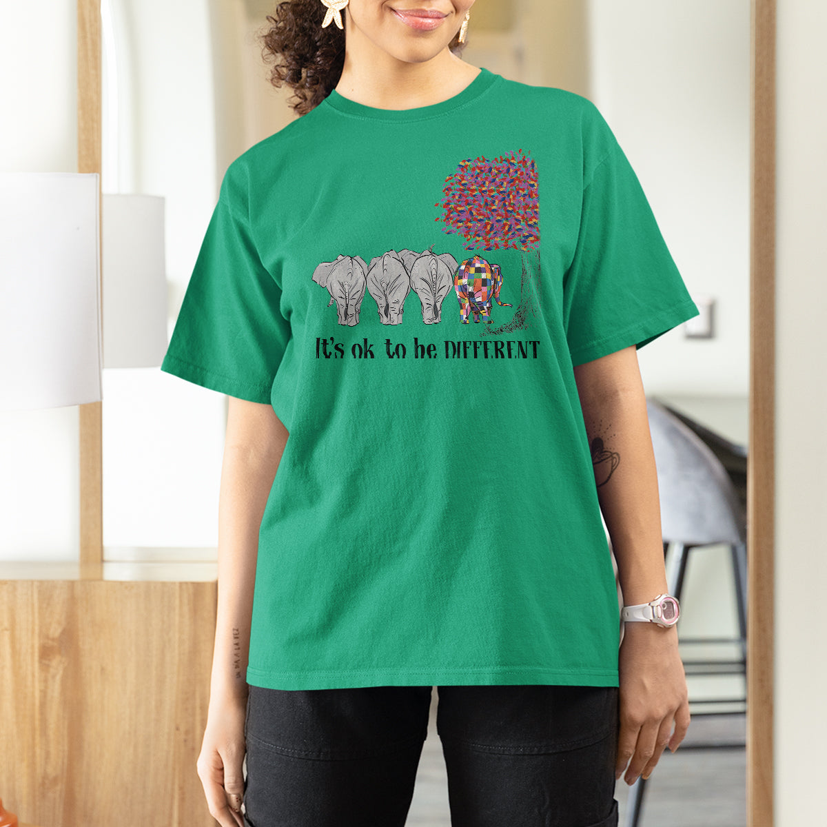 Autism Awareness Elephant T Shirt For Women It's Ok To Be A Little Different - Wonder Print Shop