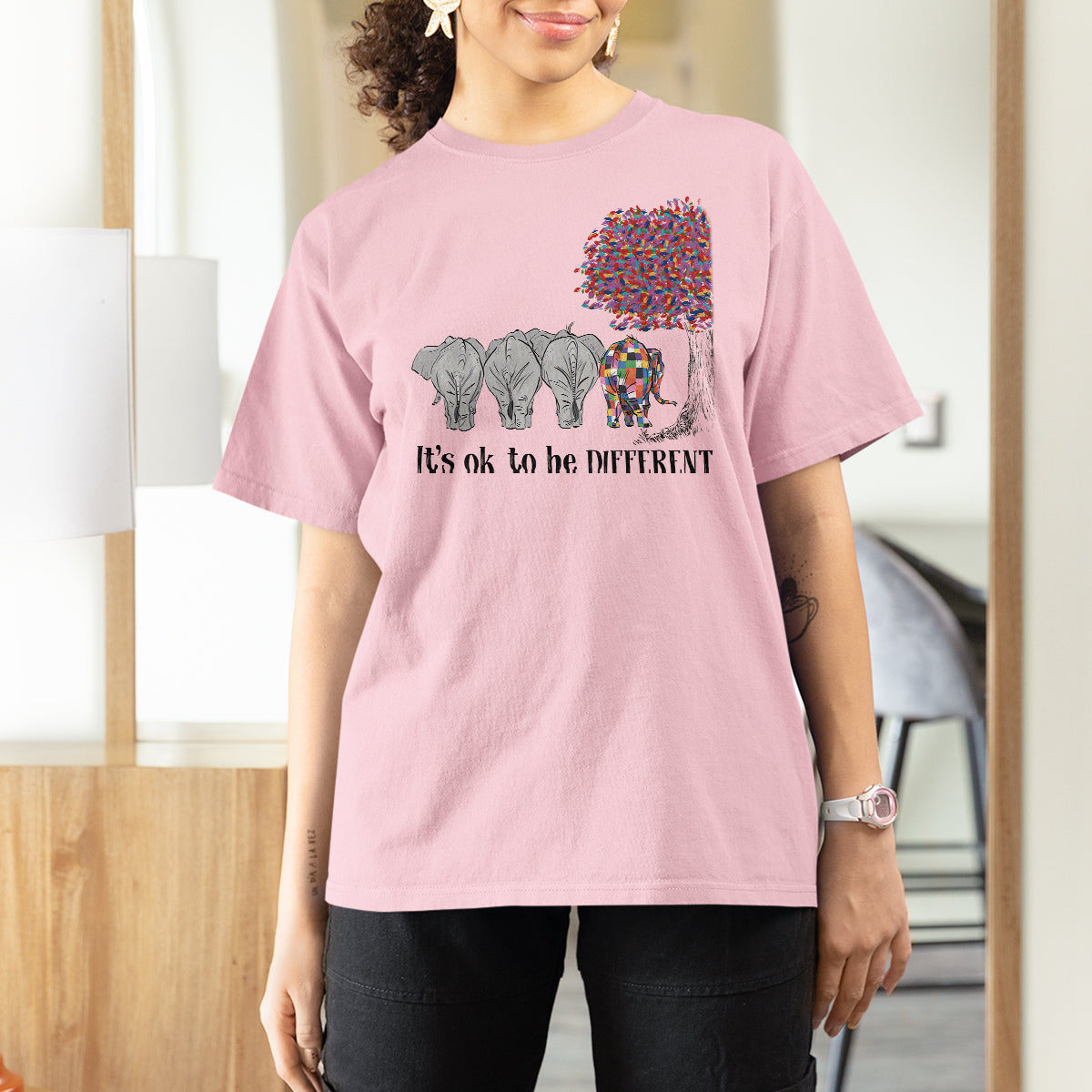 Autism Awareness Elephant T Shirt For Women It's Ok To Be A Little Different - Wonder Print Shop