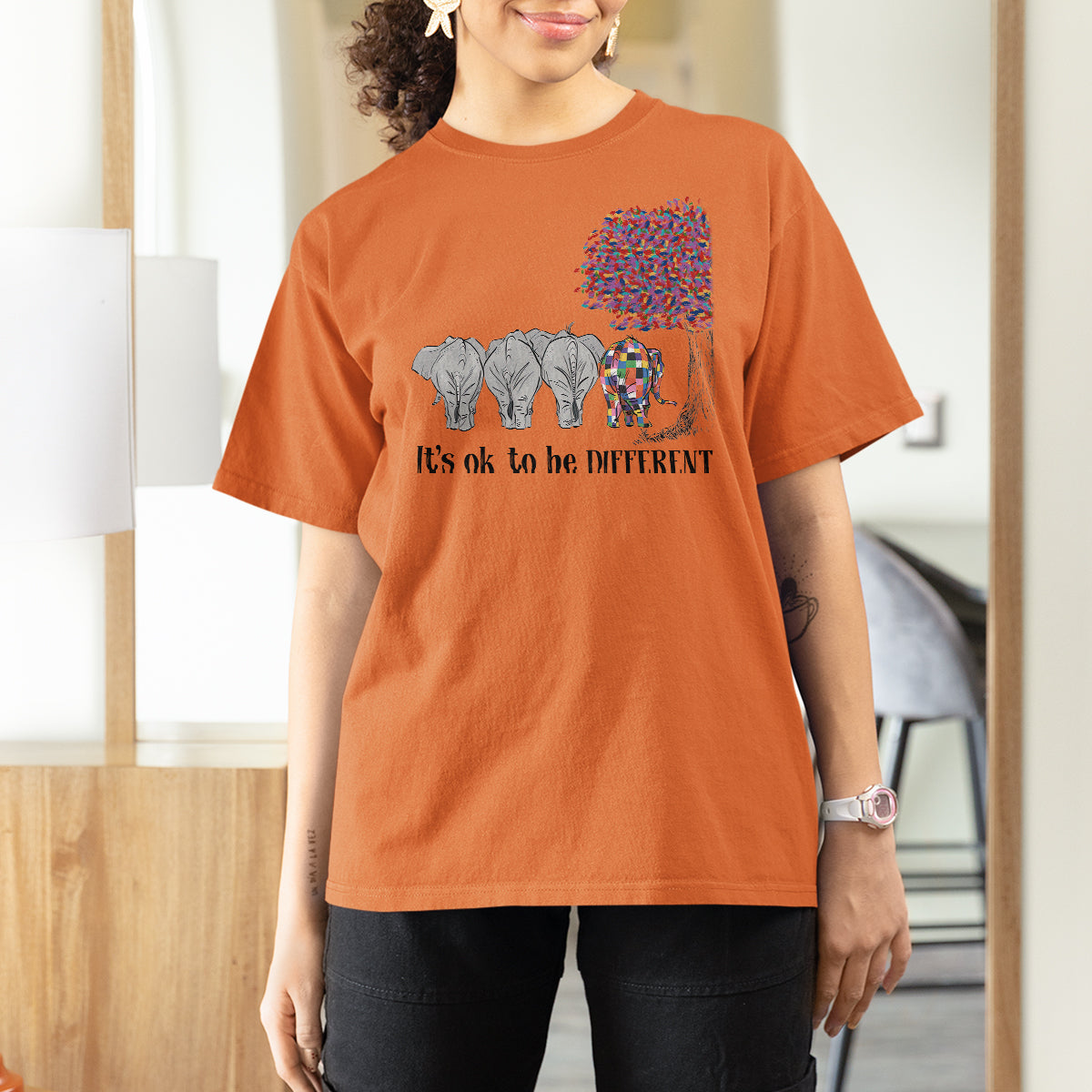 Autism Awareness Elephant T Shirt For Women It's Ok To Be A Little Different - Wonder Print Shop