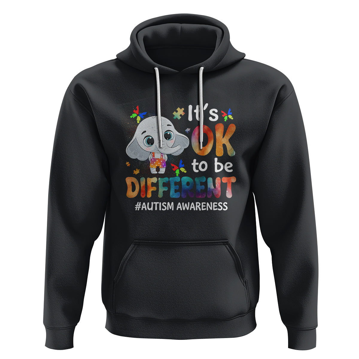 World Autism Day Hoodie It's Okay To Be Different Elephant - Wonder Print Shop