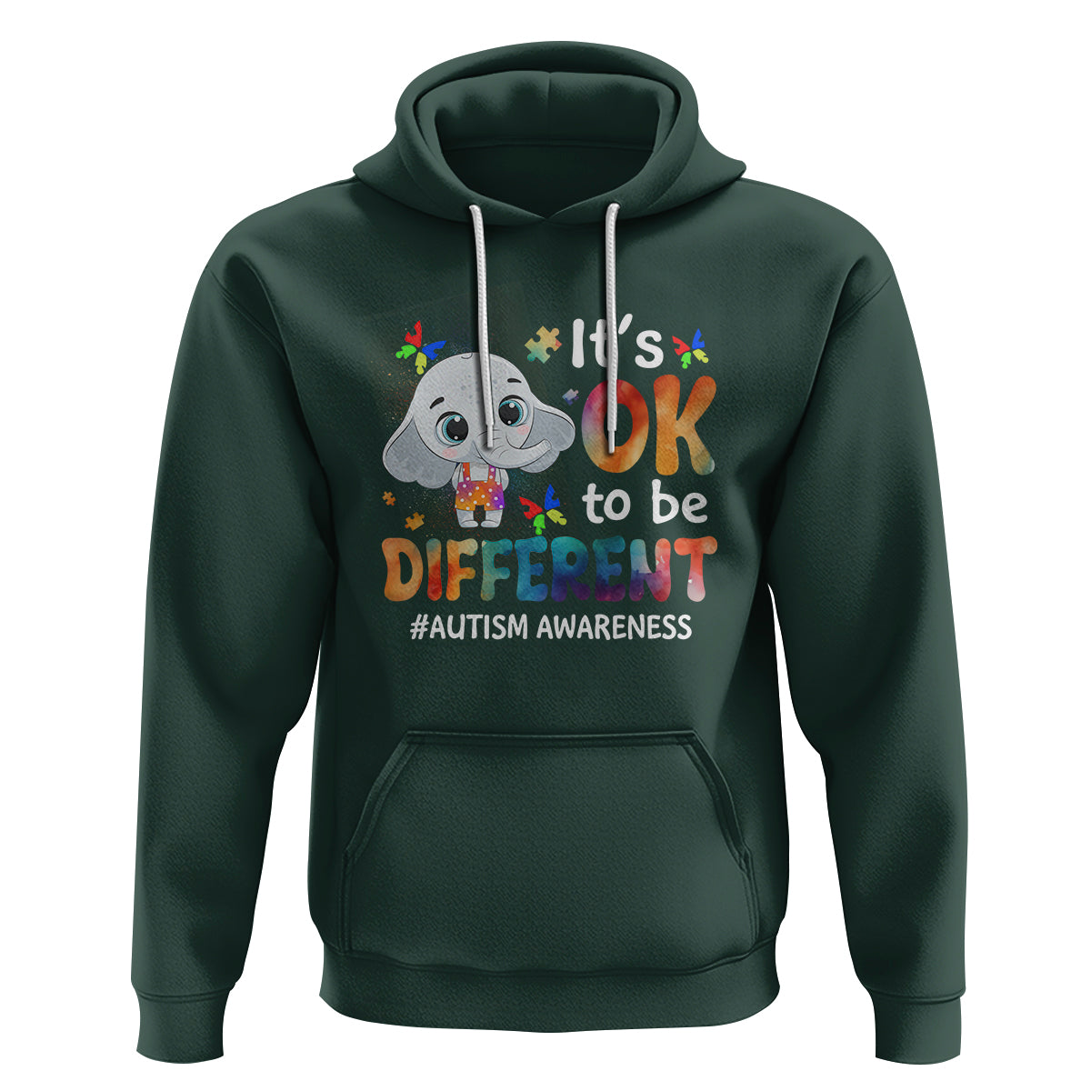 World Autism Day Hoodie It's Okay To Be Different Elephant - Wonder Print Shop