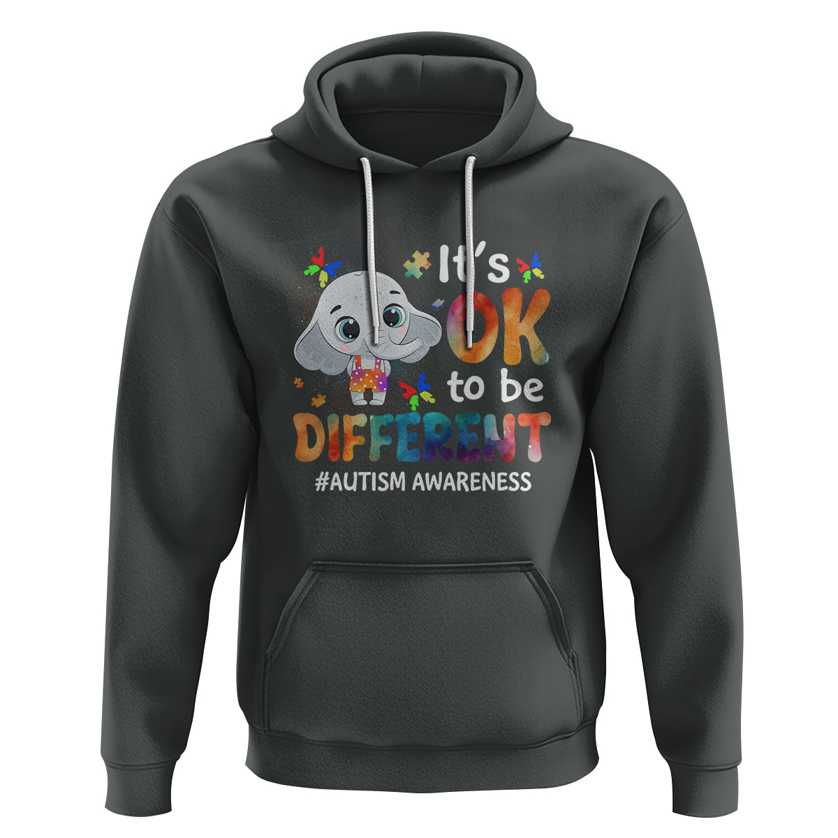 World Autism Day Hoodie It's Okay To Be Different Elephant - Wonder Print Shop