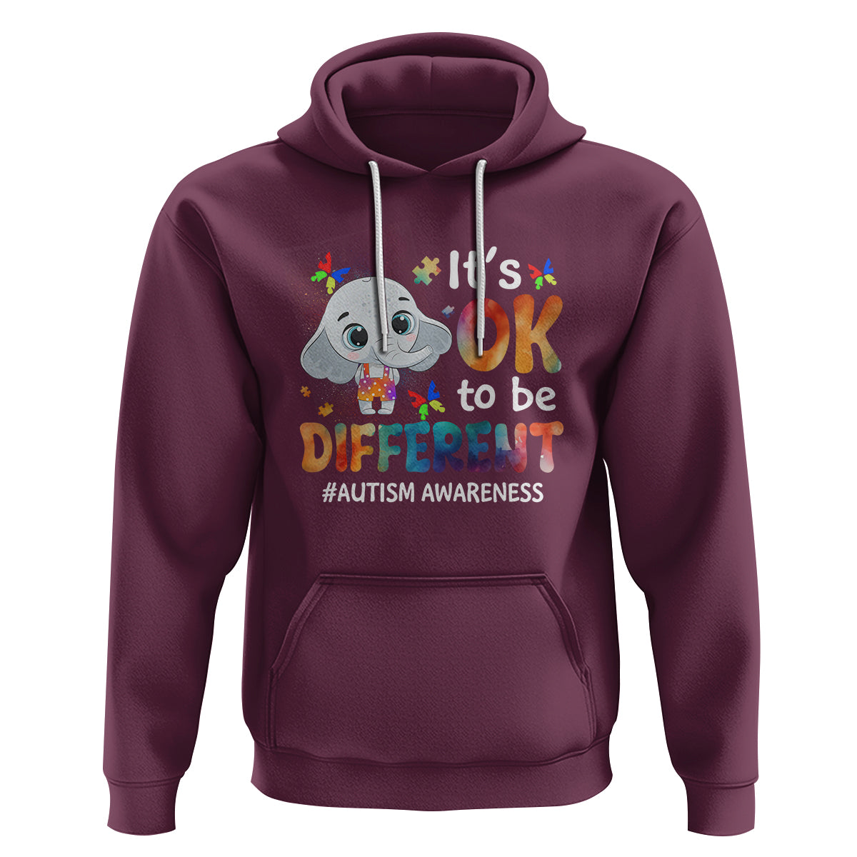 World Autism Day Hoodie It's Okay To Be Different Elephant - Wonder Print Shop