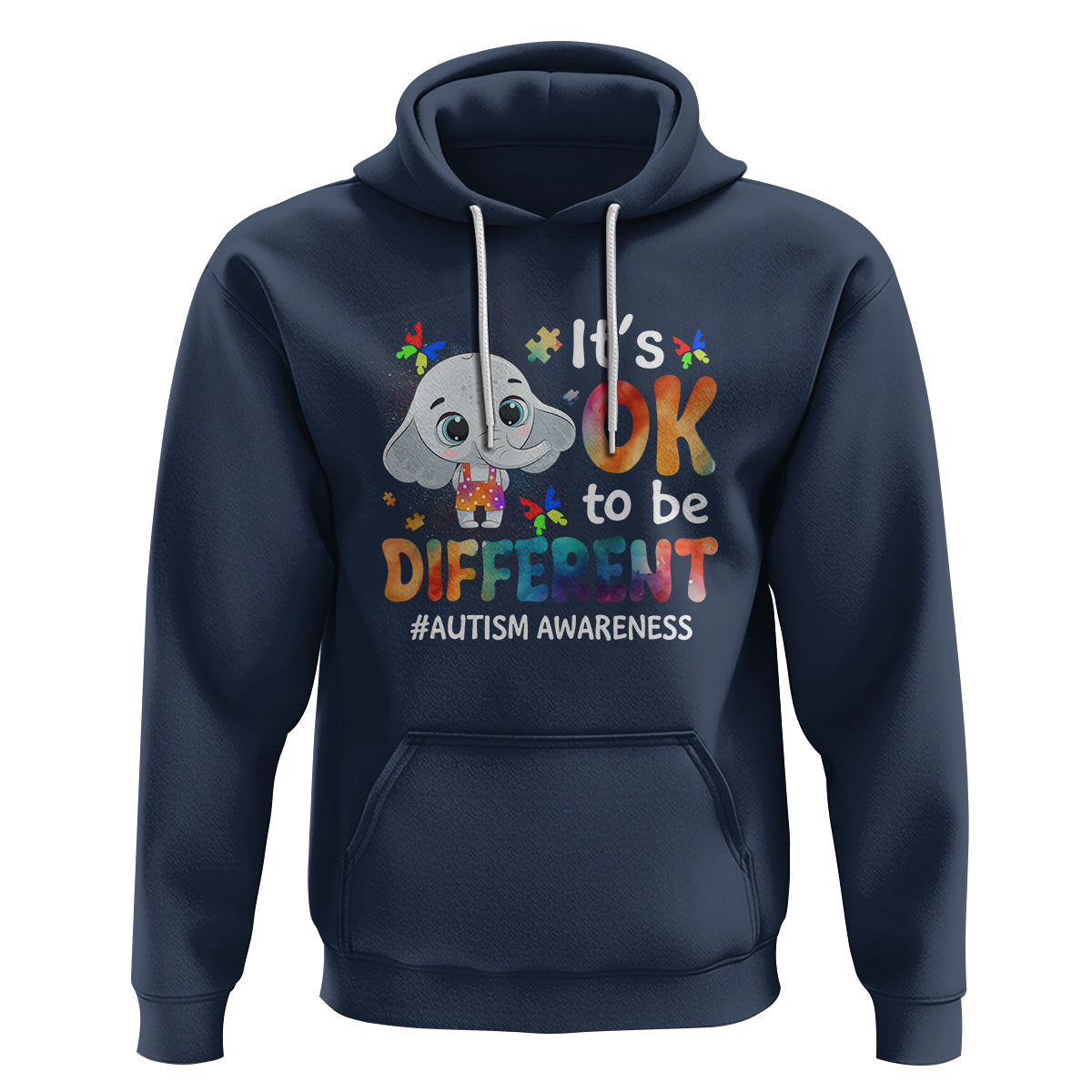 World Autism Day Hoodie It's Okay To Be Different Elephant - Wonder Print Shop