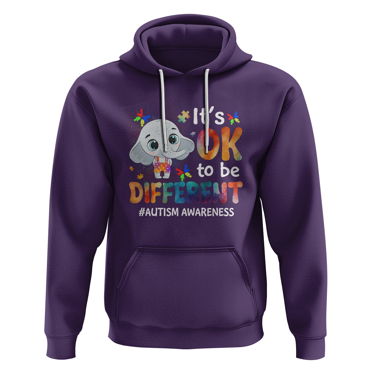 World Autism Day Hoodie It's Okay To Be Different Elephant - Wonder Print Shop