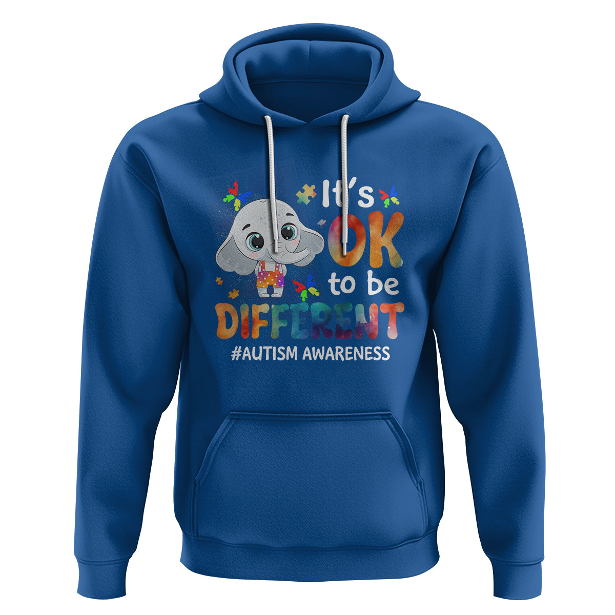 World Autism Day Hoodie It's Okay To Be Different Elephant - Wonder Print Shop