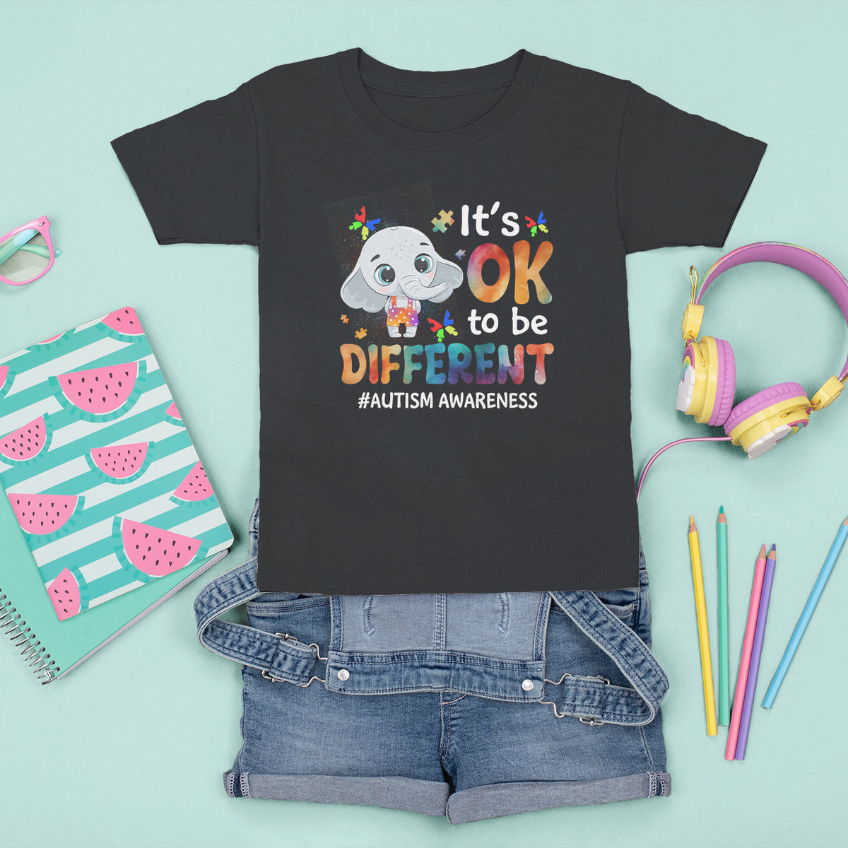 World Autism Day T Shirt For Kid It's Okay To Be Different Elephant - Wonder Print Shop