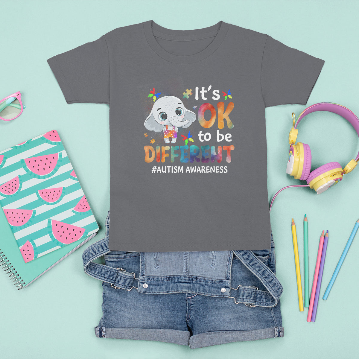 World Autism Day T Shirt For Kid It's Okay To Be Different Elephant - Wonder Print Shop