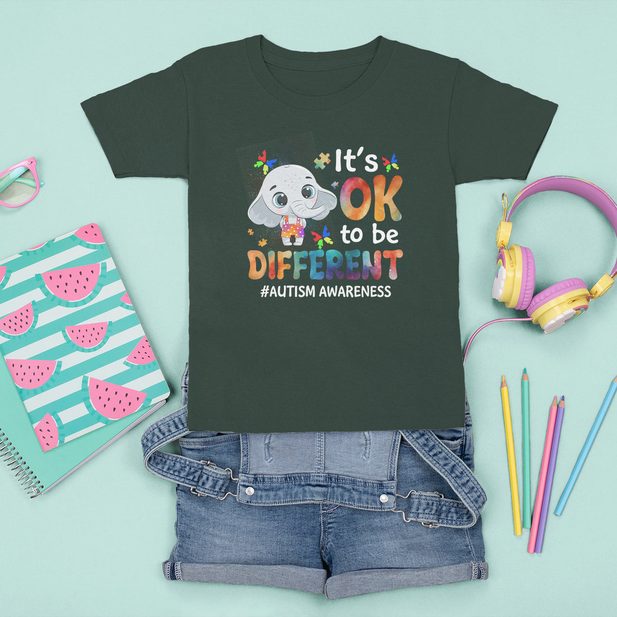 World Autism Day T Shirt For Kid It's Okay To Be Different Elephant - Wonder Print Shop