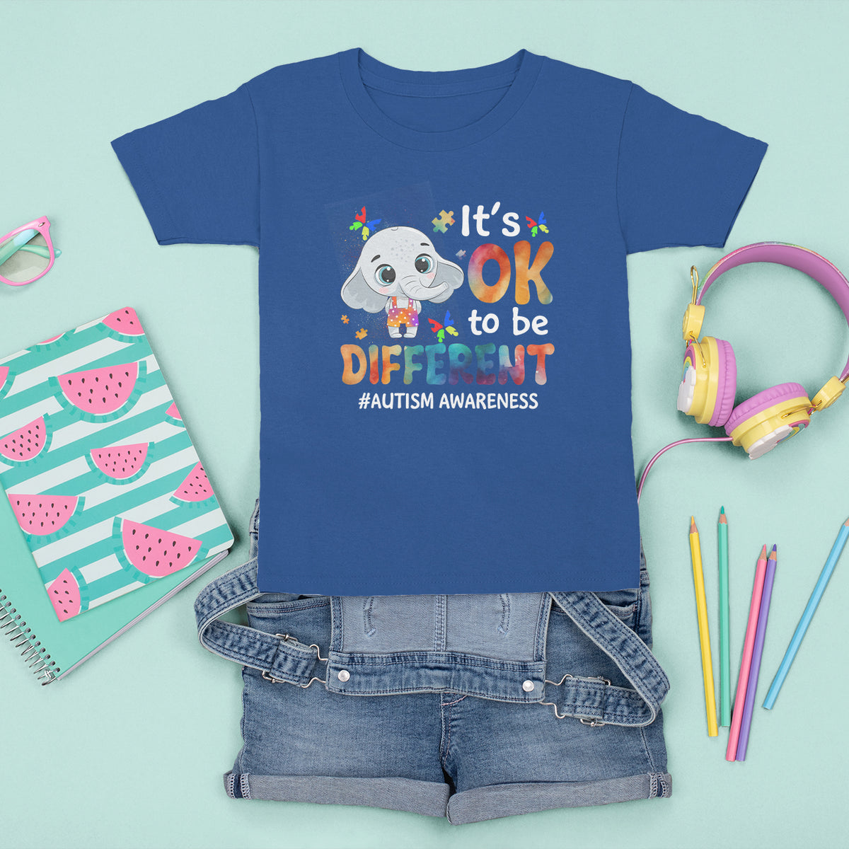 World Autism Day T Shirt For Kid It's Okay To Be Different Elephant - Wonder Print Shop