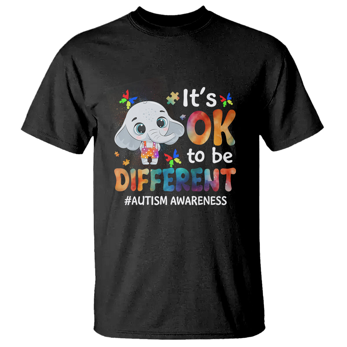 World Autism Day T Shirt It's Okay To Be Different Elephant - Wonder Print Shop