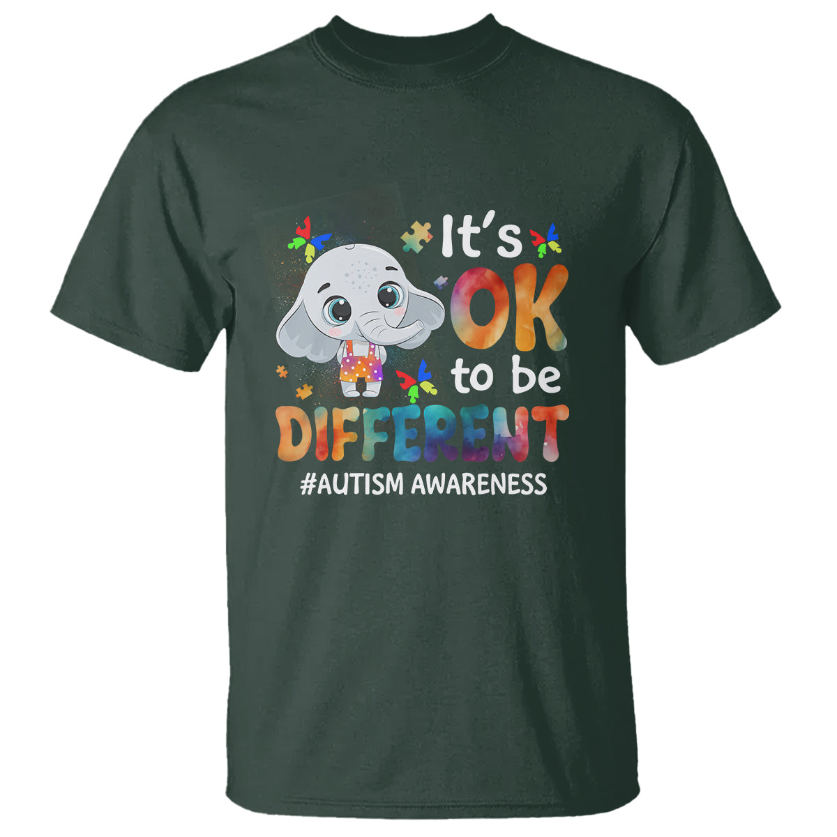 World Autism Day T Shirt It's Okay To Be Different Elephant - Wonder Print Shop