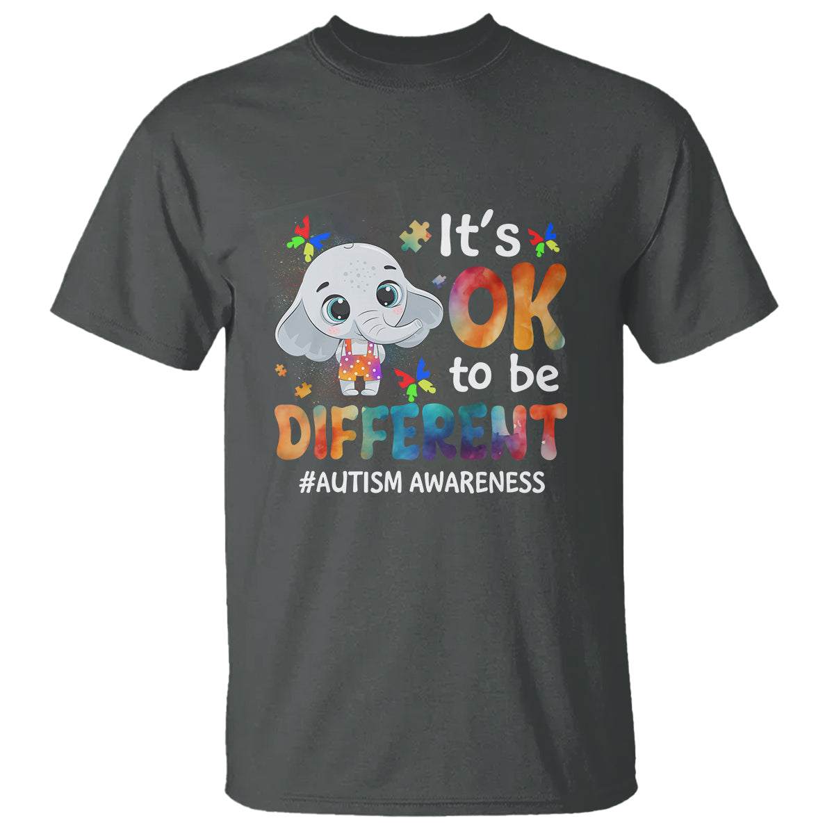 World Autism Day T Shirt It's Okay To Be Different Elephant - Wonder Print Shop