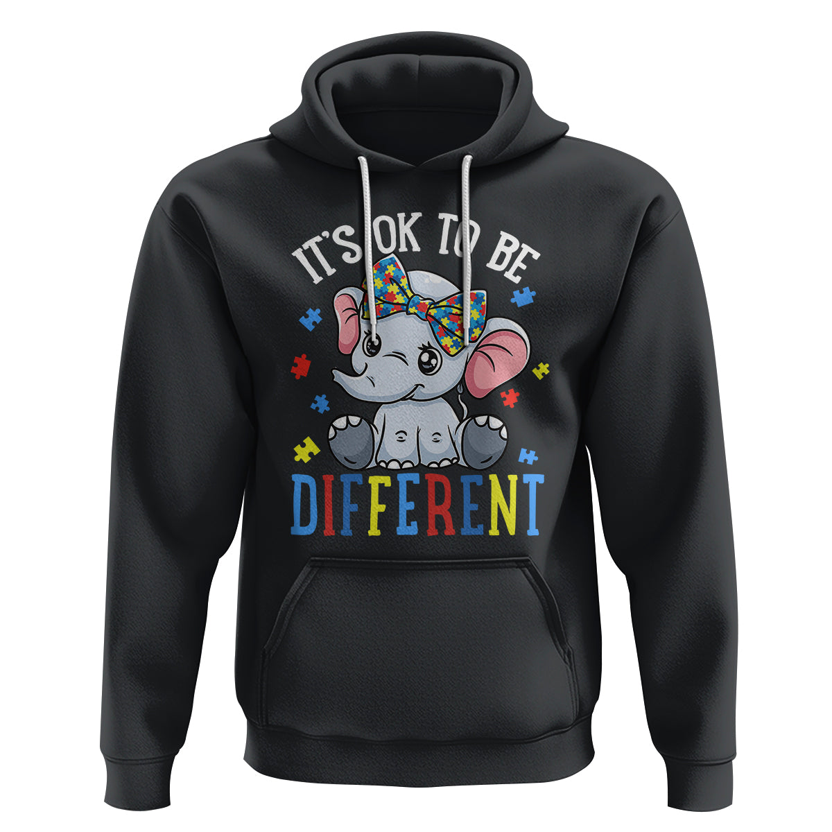 Autism Month Hoodie It's Okay To Be Different Elephant - Wonder Print Shop