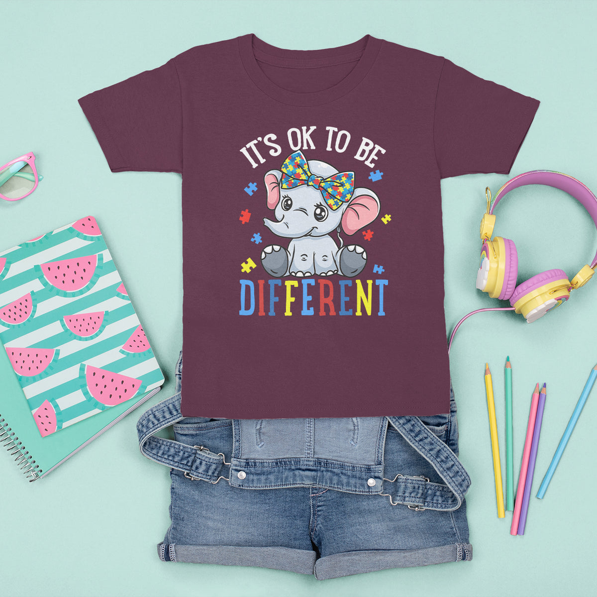 Autism Month T Shirt For Kid It's Okay To Be Different Elephant - Wonder Print Shop