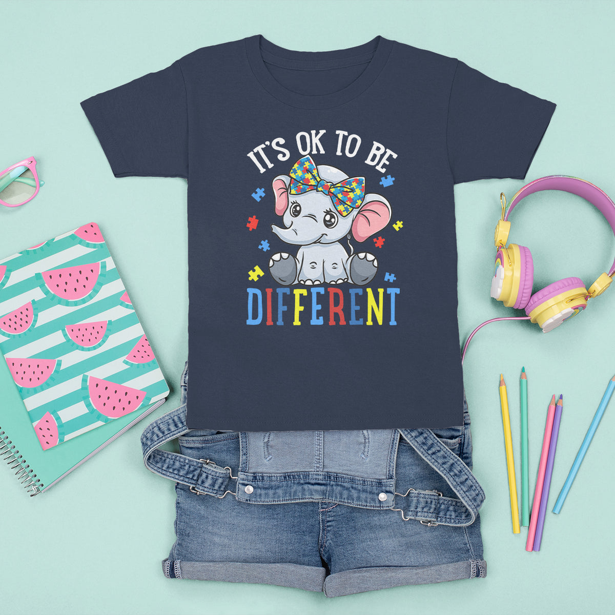 Autism Month T Shirt For Kid It's Okay To Be Different Elephant - Wonder Print Shop