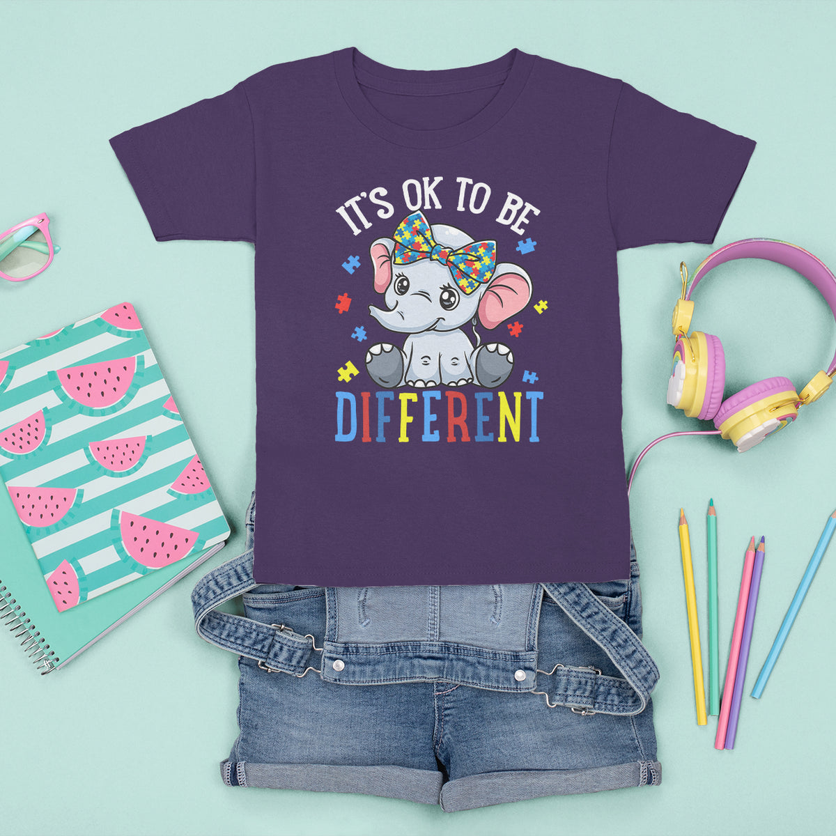 Autism Month T Shirt For Kid It's Okay To Be Different Elephant - Wonder Print Shop