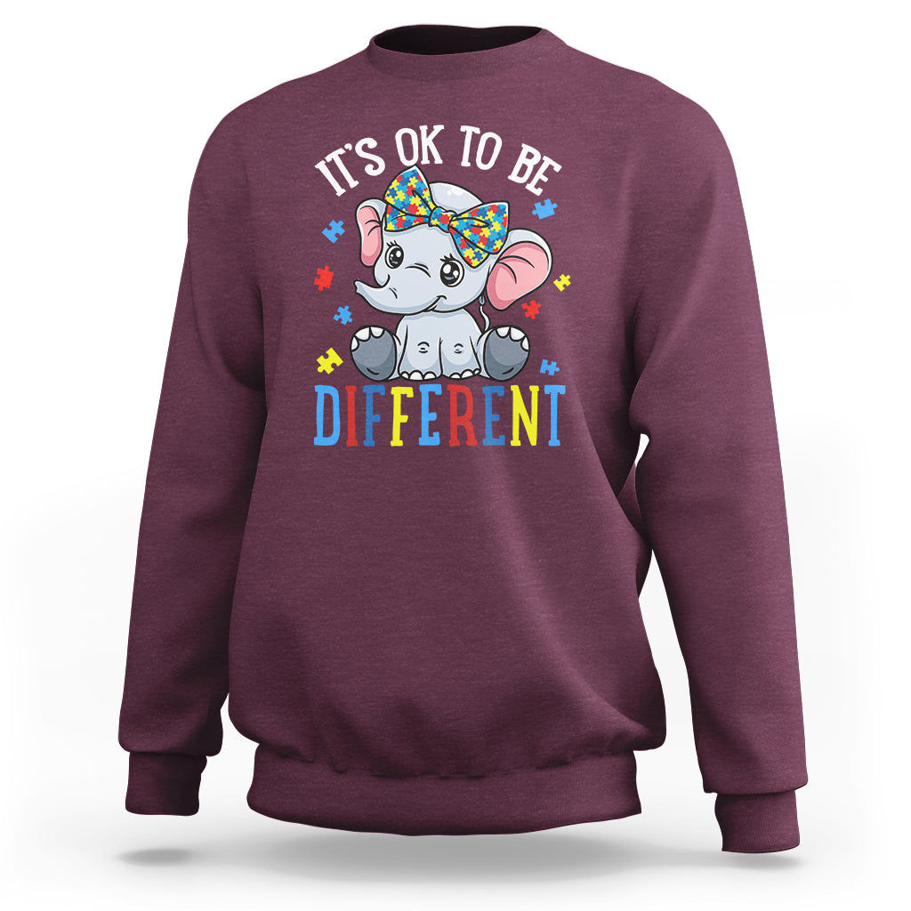 Autism Month Sweatshirt It's Okay To Be Different Elephant - Wonder Print Shop