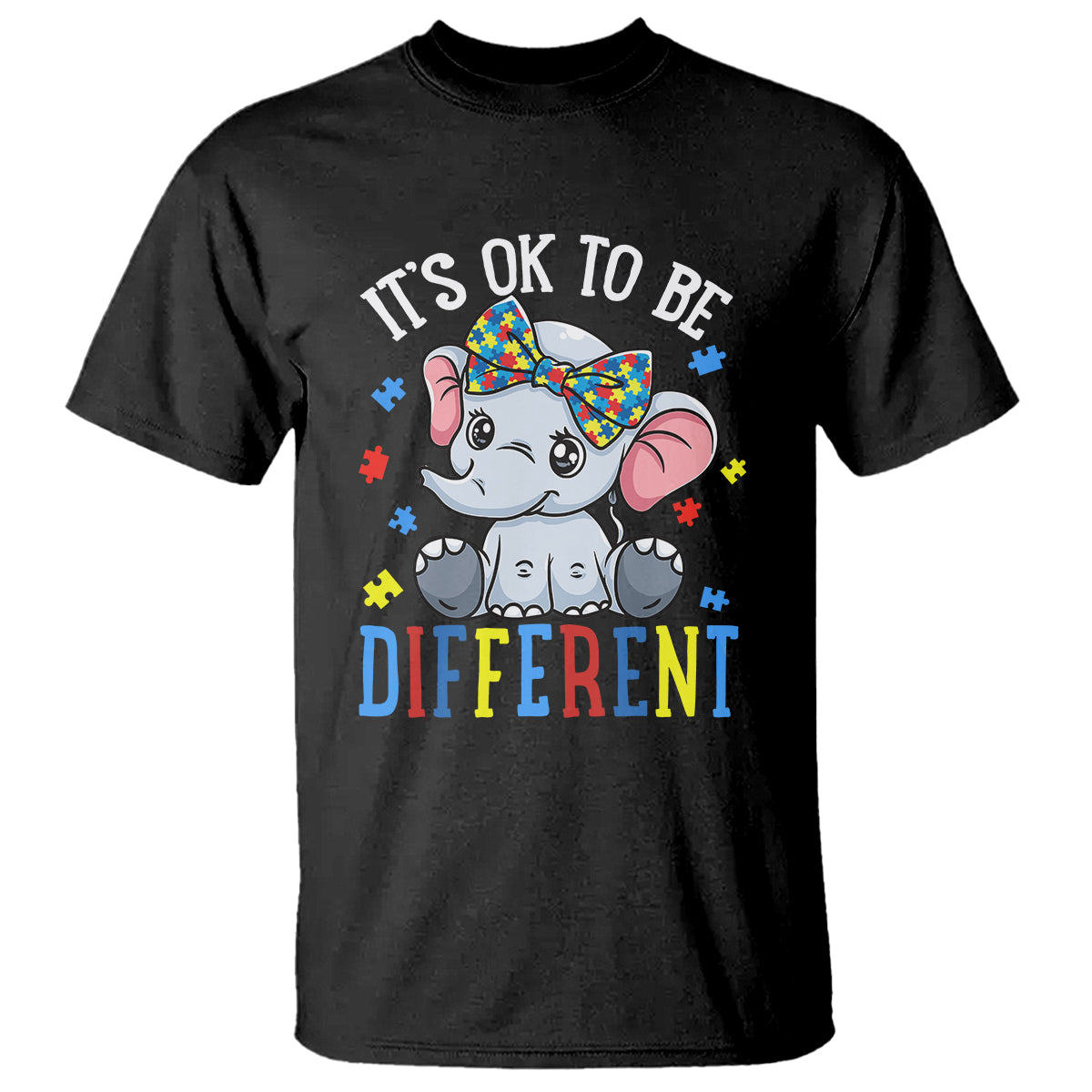 Autism Month T Shirt It's Okay To Be Different Elephant - Wonder Print Shop