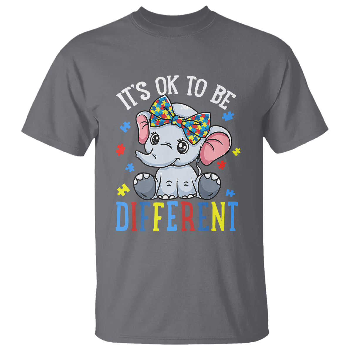Autism Month T Shirt It's Okay To Be Different Elephant - Wonder Print Shop