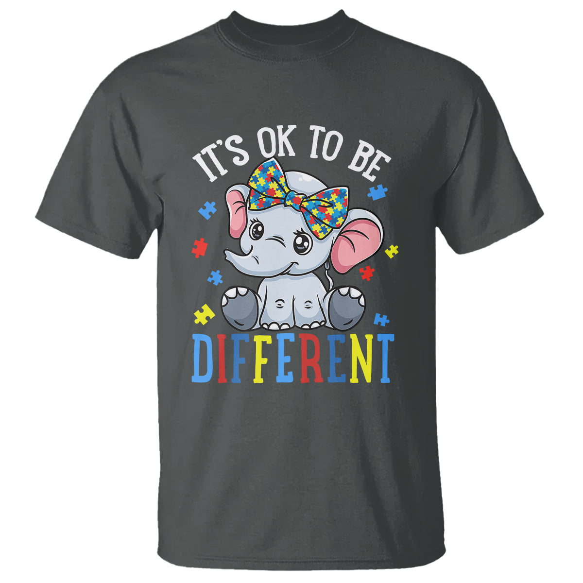 Autism Month T Shirt It's Okay To Be Different Elephant - Wonder Print Shop