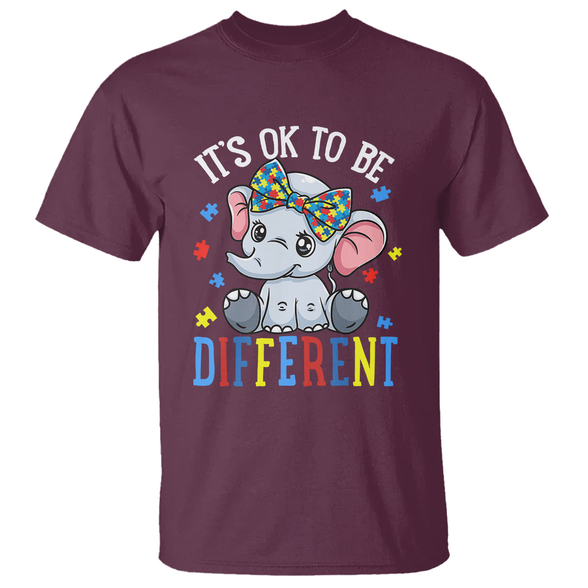 Autism Month T Shirt It's Okay To Be Different Elephant - Wonder Print Shop