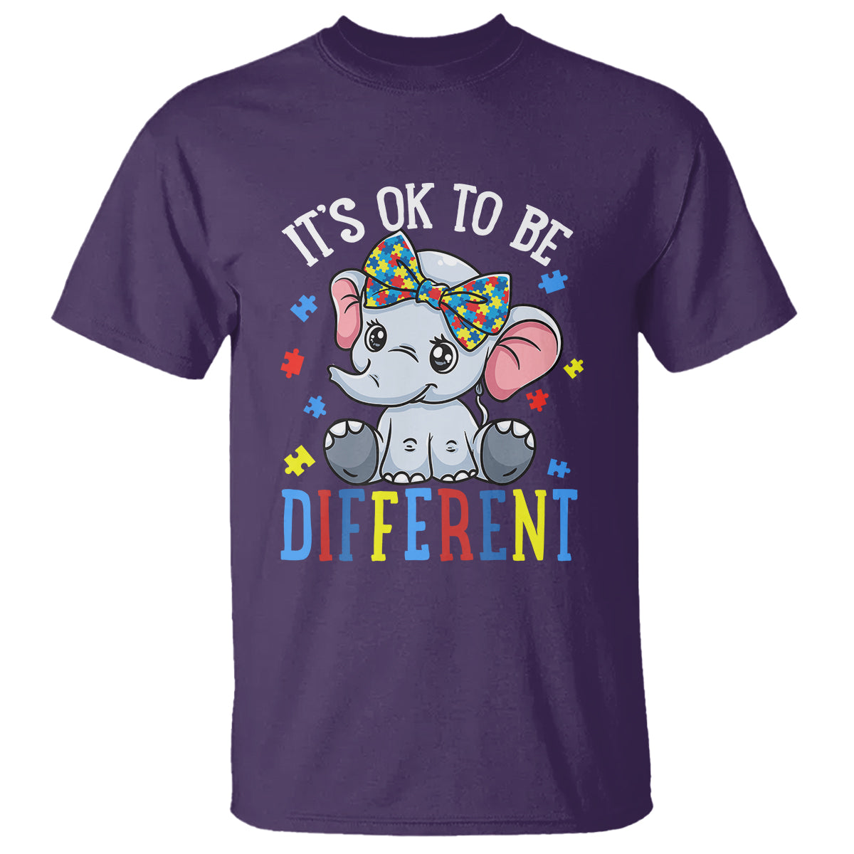 Autism Month T Shirt It's Okay To Be Different Elephant - Wonder Print Shop