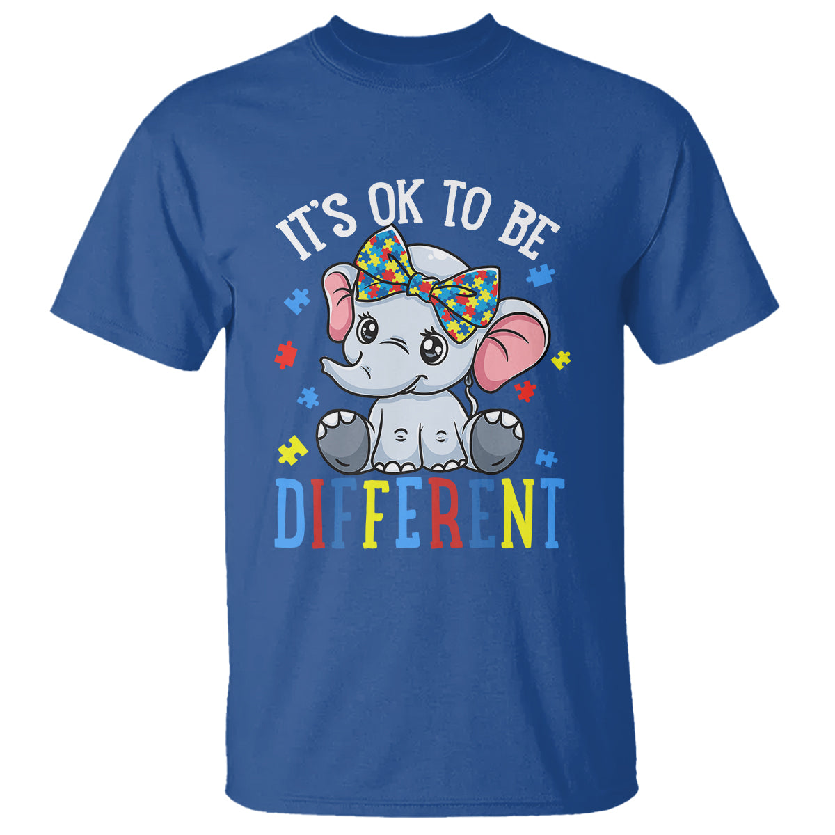 Autism Month T Shirt It's Okay To Be Different Elephant - Wonder Print Shop