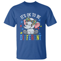 Autism Month T Shirt It's Okay To Be Different Elephant - Wonder Print Shop