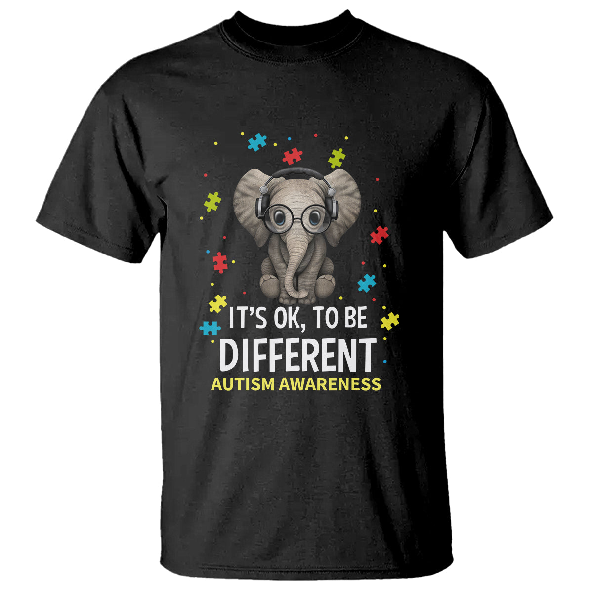 Autism Awareness Elephant T Shirt It's Okay To Be Different - Wonder Print Shop