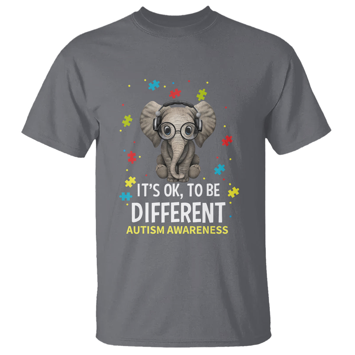 Autism Awareness Elephant T Shirt It's Okay To Be Different - Wonder Print Shop