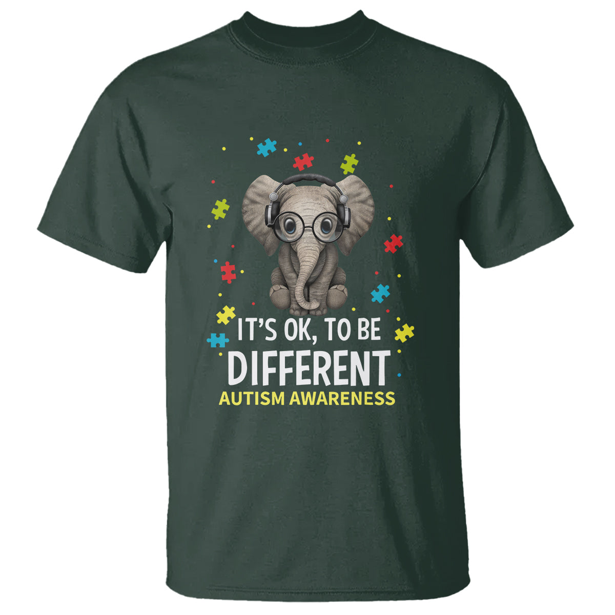 Autism Awareness Elephant T Shirt It's Okay To Be Different - Wonder Print Shop