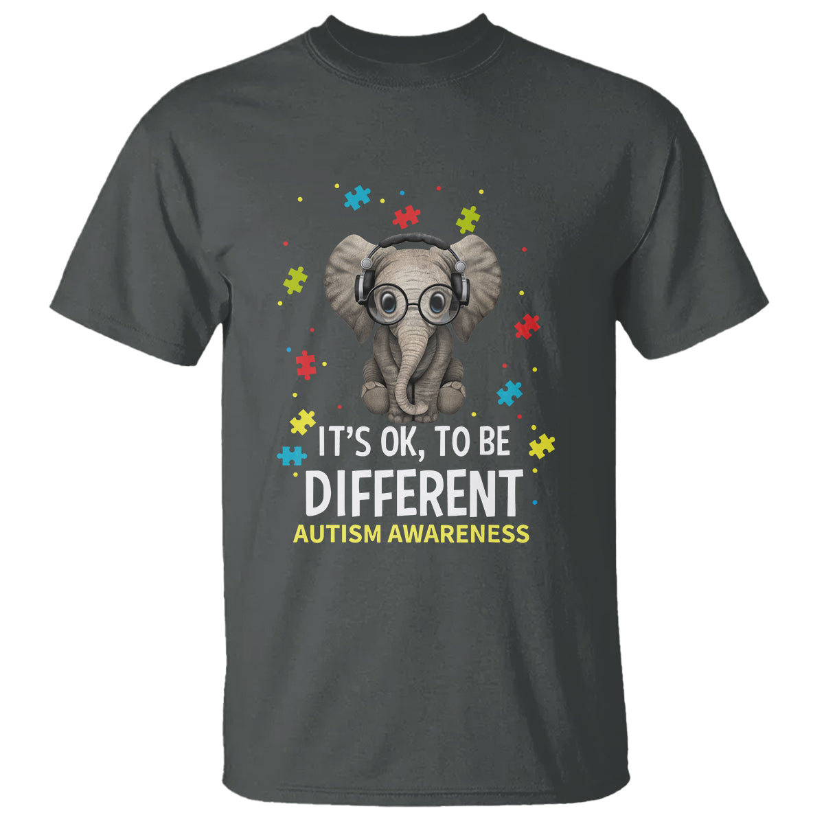 Autism Awareness Elephant T Shirt It's Okay To Be Different - Wonder Print Shop
