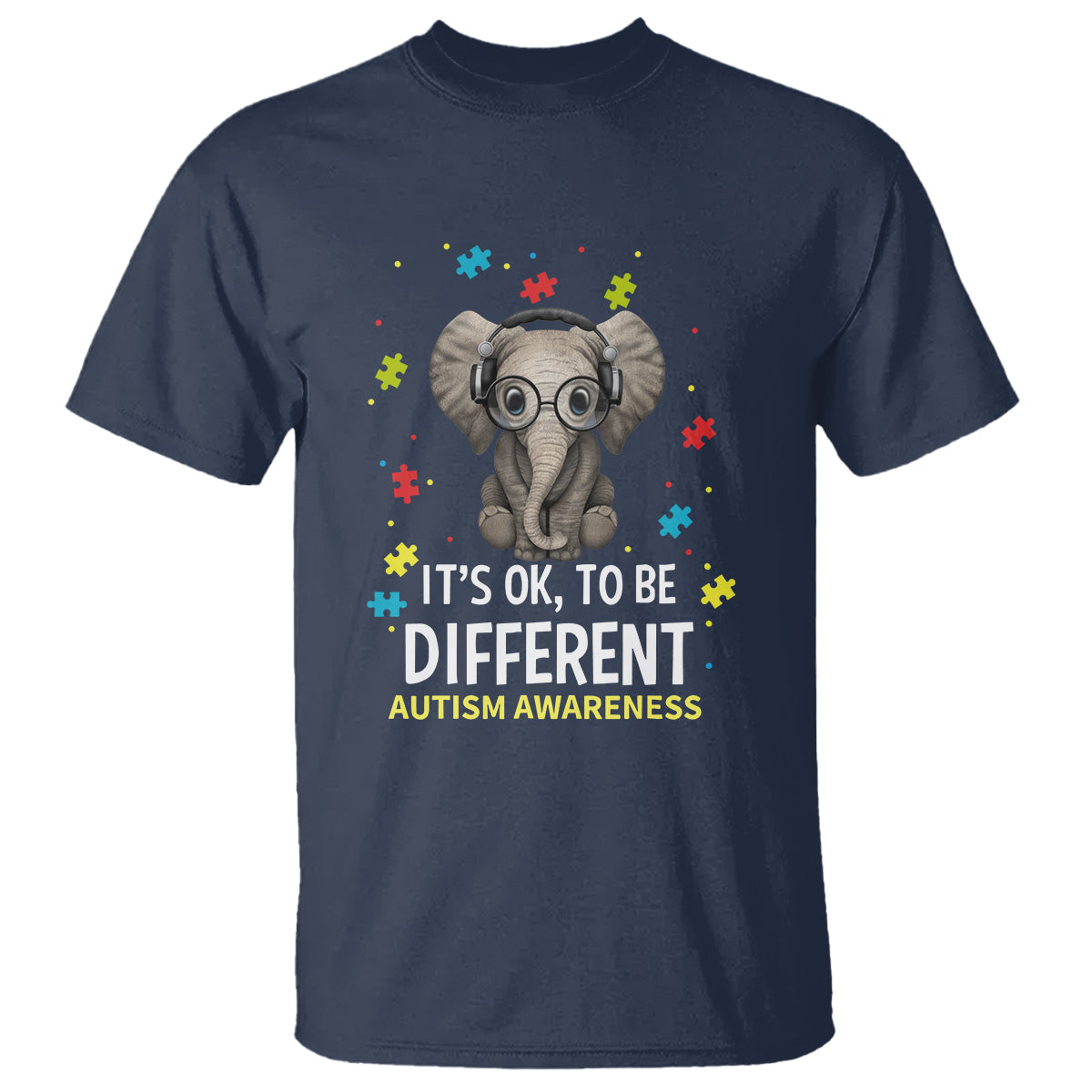 Autism Awareness Elephant T Shirt It's Okay To Be Different - Wonder Print Shop