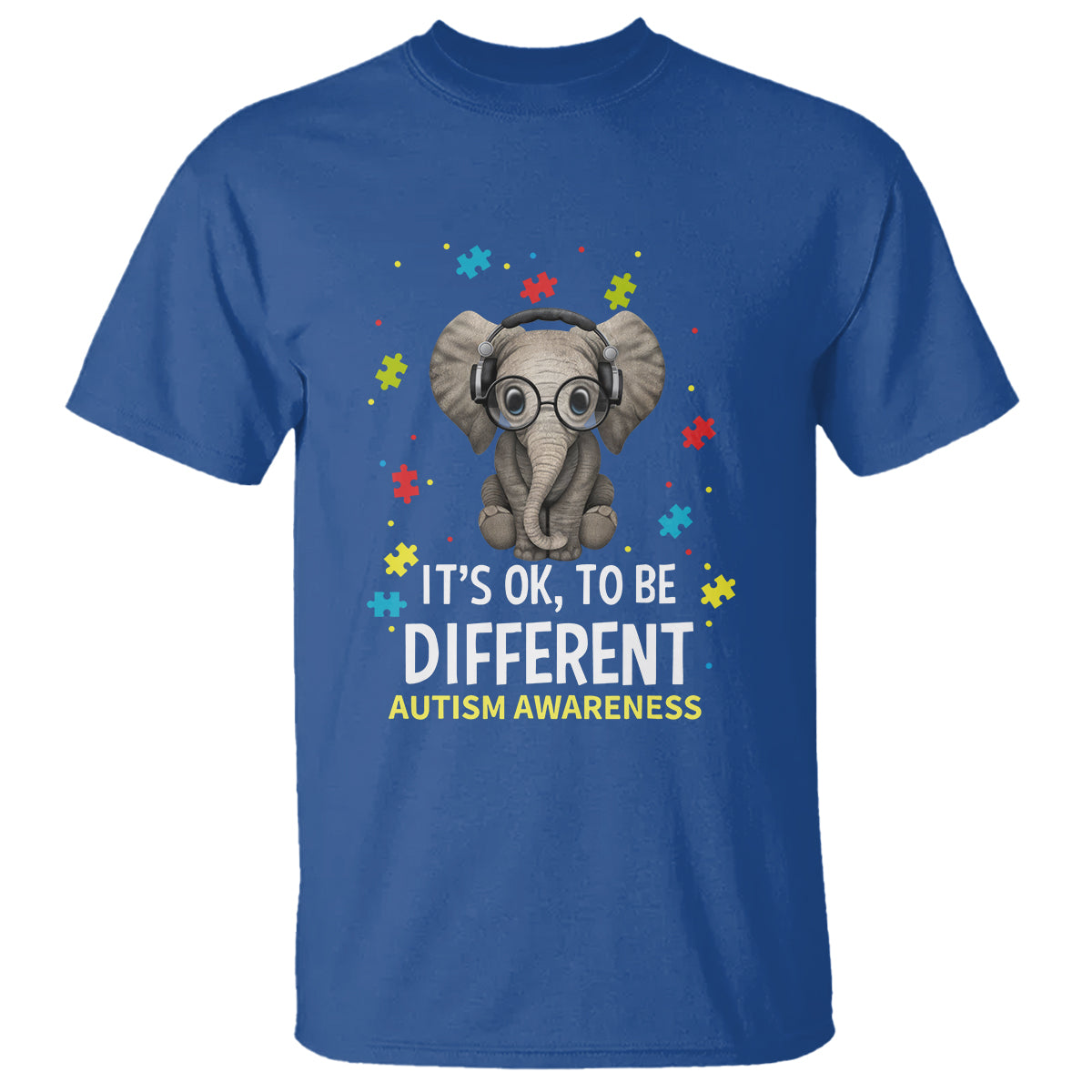 Autism Awareness Elephant T Shirt It's Okay To Be Different - Wonder Print Shop