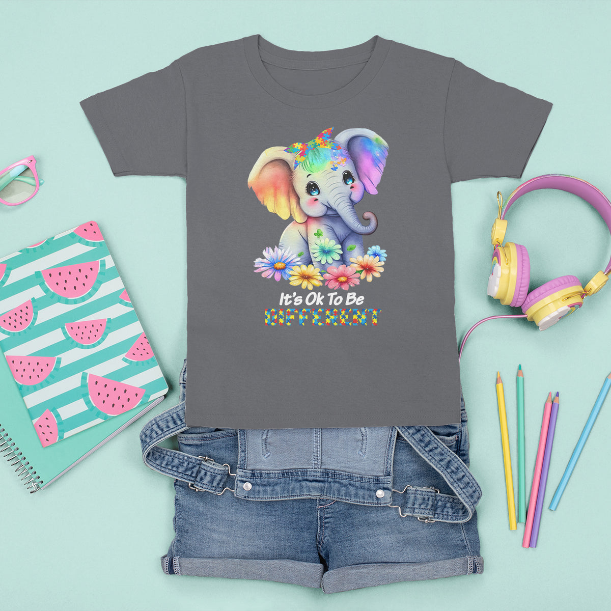 It's Ok To Be Elephant Different Autism Awareness T Shirt For Kid - Wonder Print Shop