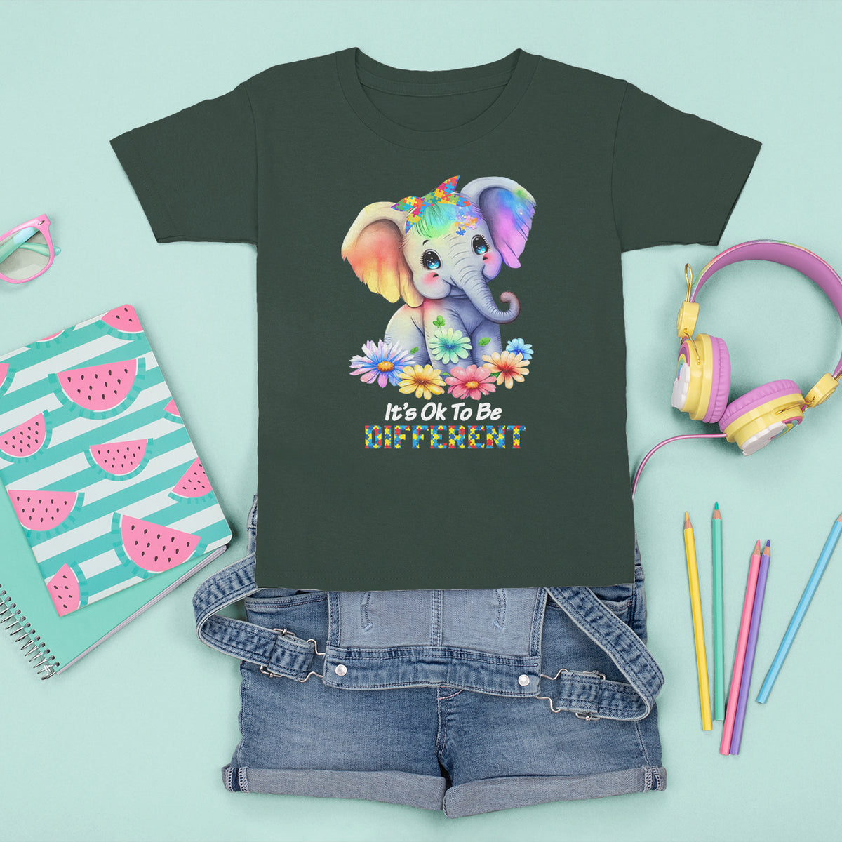 It's Ok To Be Elephant Different Autism Awareness T Shirt For Kid - Wonder Print Shop