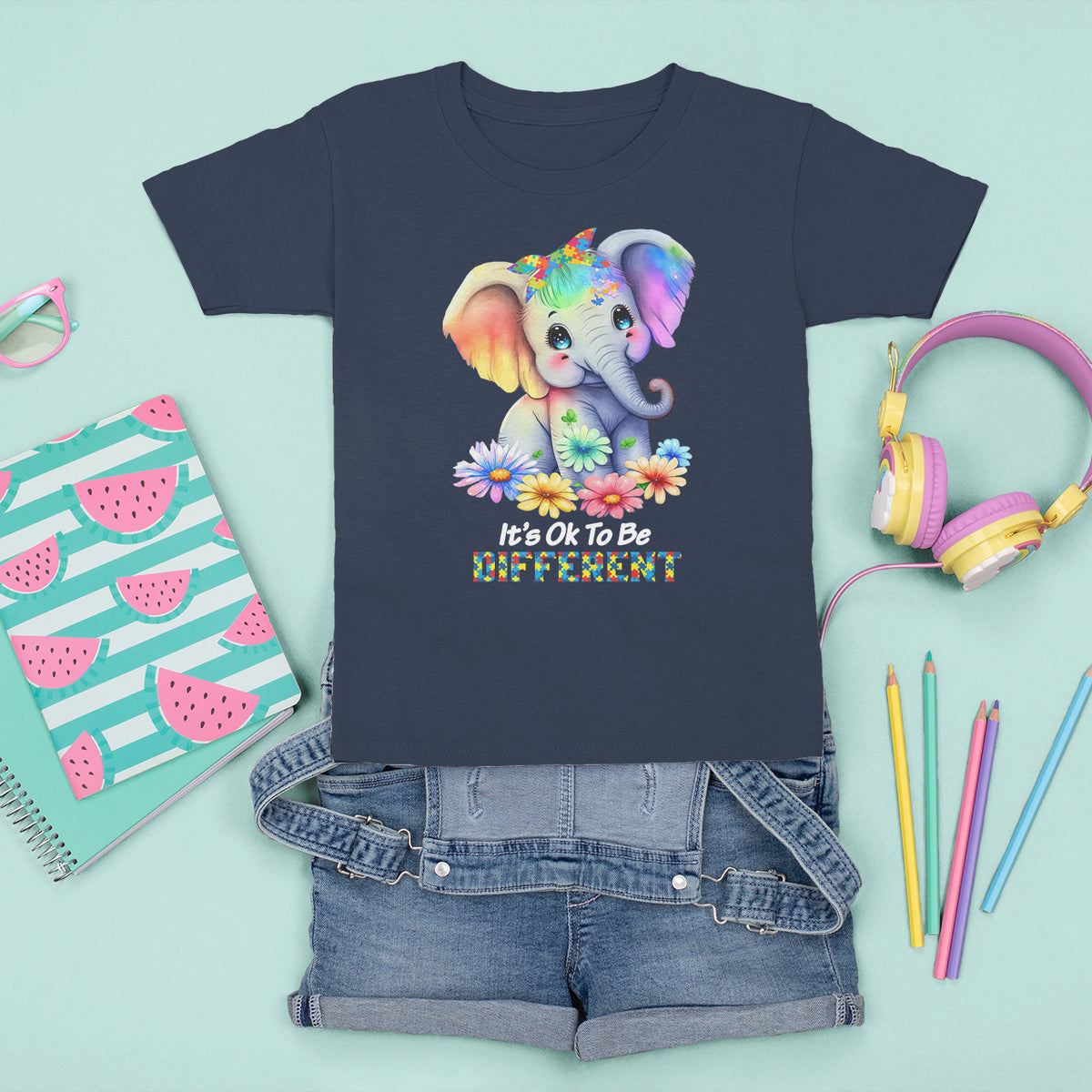 It's Ok To Be Elephant Different Autism Awareness T Shirt For Kid - Wonder Print Shop