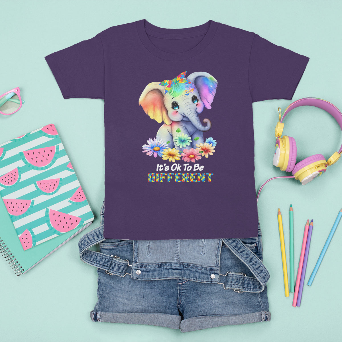 It's Ok To Be Elephant Different Autism Awareness T Shirt For Kid - Wonder Print Shop