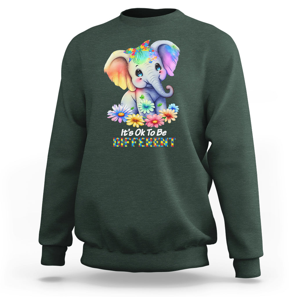 It's Ok To Be Elephant Different Autism Awareness Sweatshirt - Wonder Print Shop