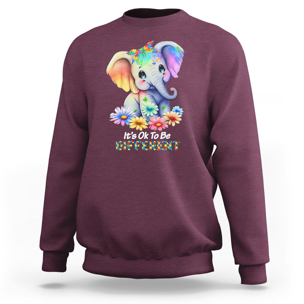 It's Ok To Be Elephant Different Autism Awareness Sweatshirt - Wonder Print Shop
