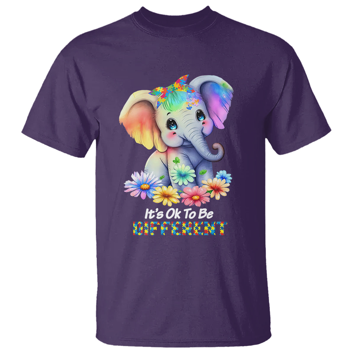 It's Ok To Be Elephant Different Autism Awareness T Shirt - Wonder Print Shop