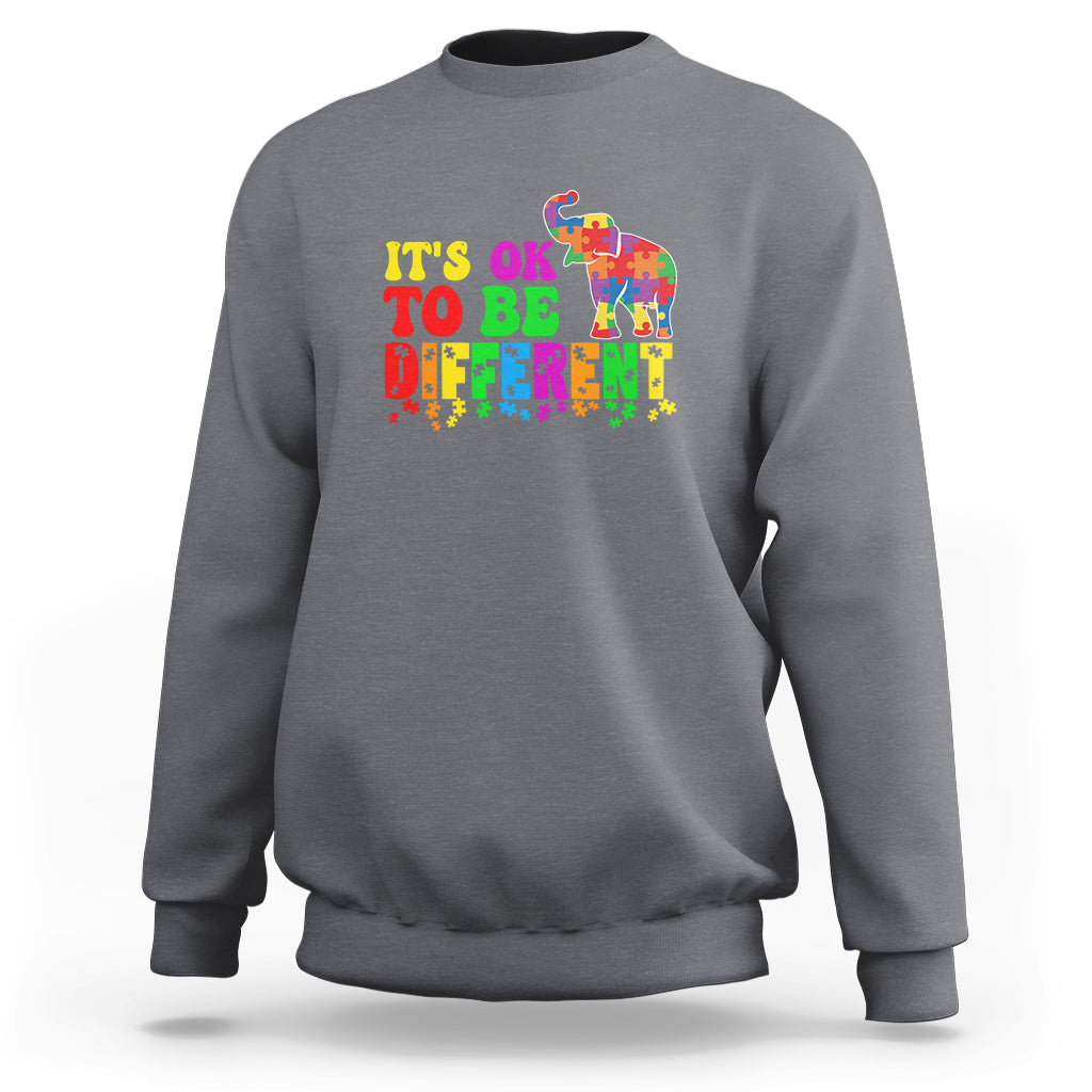 Autism Speaks Sweatshirt It's Okay To Be Different Elephant - Wonder Print Shop