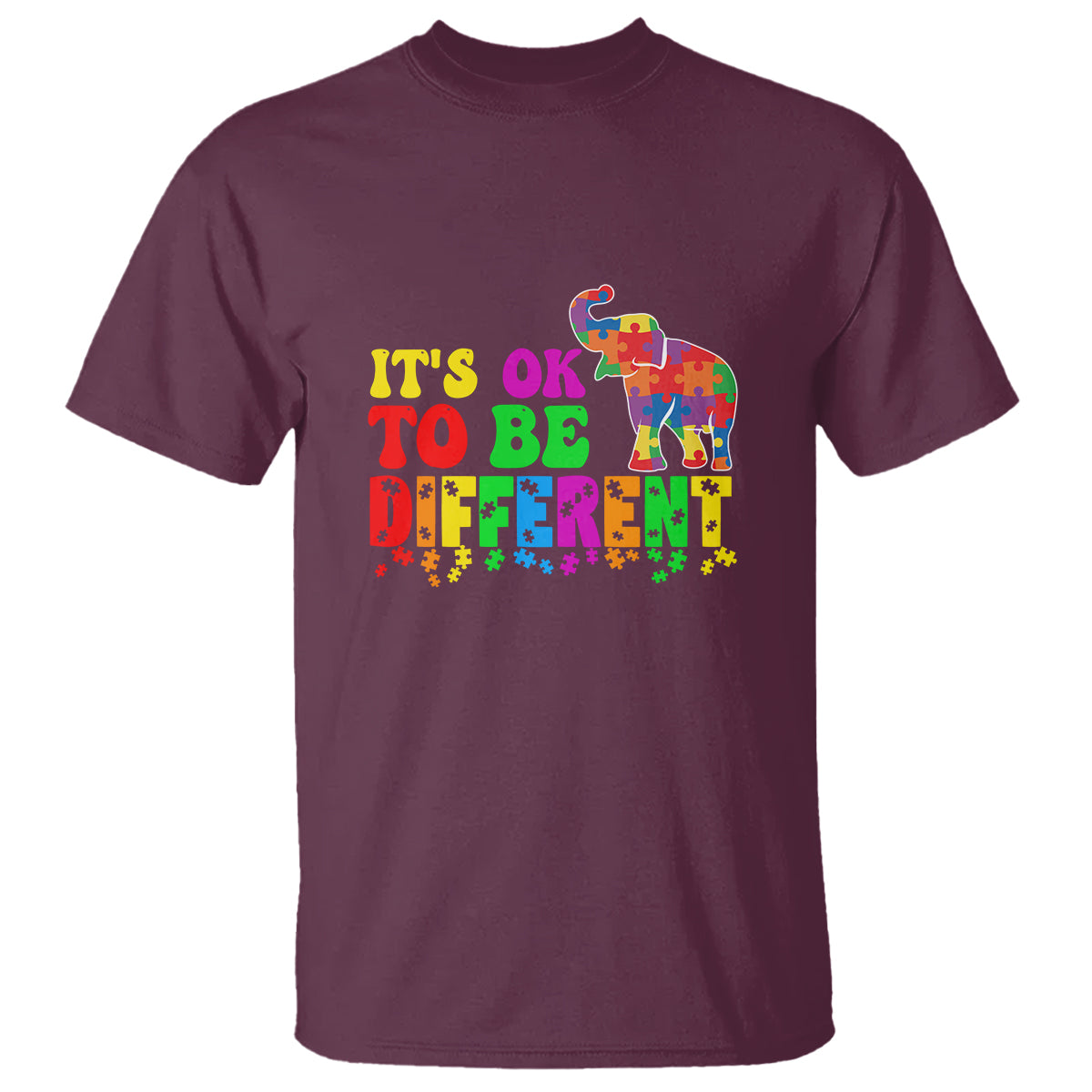 Autism Speaks T Shirt It's Okay To Be Different Elephant - Wonder Print Shop