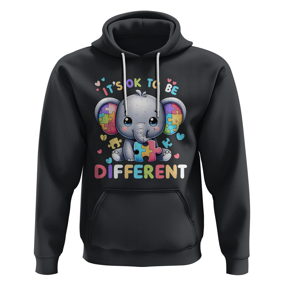 Cute Elephant Autism Awareness Hoodie Its Ok To Be Different - Wonder Print Shop