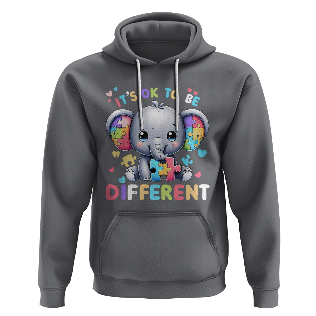 Cute Elephant Autism Awareness Hoodie Its Ok To Be Different - Wonder Print Shop