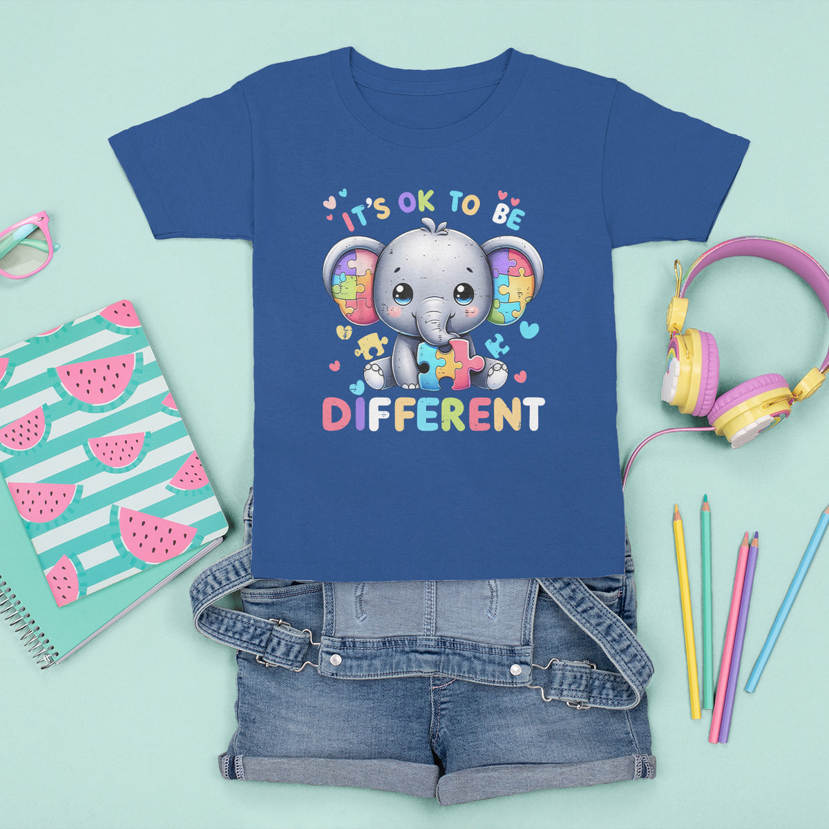 Cute Elephant Autism Awareness T Shirt For Kid Its Ok To Be Different - Wonder Print Shop